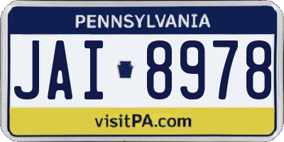 PA license plate JAI8978