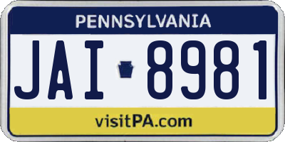 PA license plate JAI8981