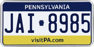PA license plate JAI8985