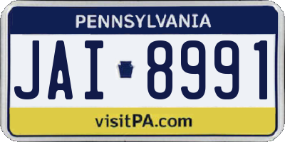 PA license plate JAI8991