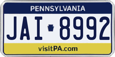 PA license plate JAI8992