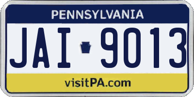 PA license plate JAI9013