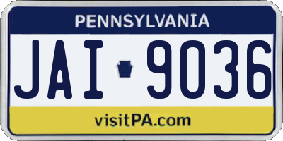 PA license plate JAI9036