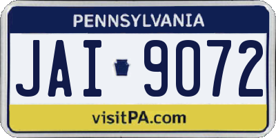 PA license plate JAI9072