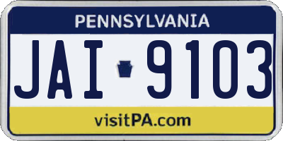 PA license plate JAI9103