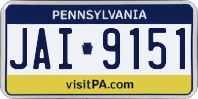 PA license plate JAI9151