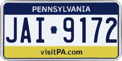 PA license plate JAI9172