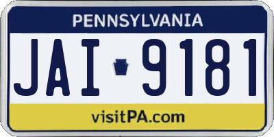 PA license plate JAI9181