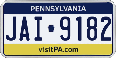 PA license plate JAI9182