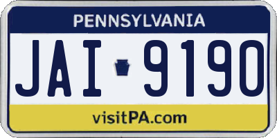 PA license plate JAI9190