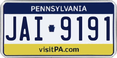 PA license plate JAI9191