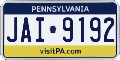 PA license plate JAI9192