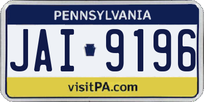PA license plate JAI9196