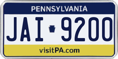 PA license plate JAI9200