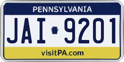 PA license plate JAI9201