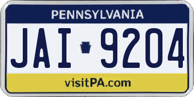 PA license plate JAI9204