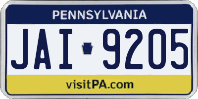 PA license plate JAI9205