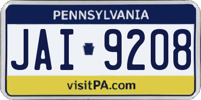 PA license plate JAI9208
