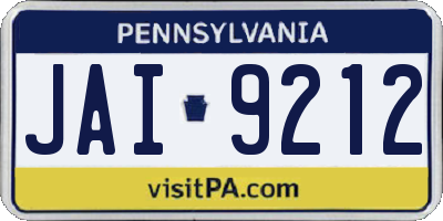 PA license plate JAI9212