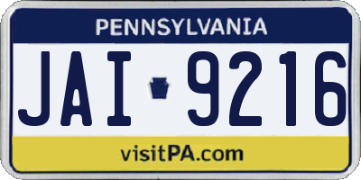 PA license plate JAI9216