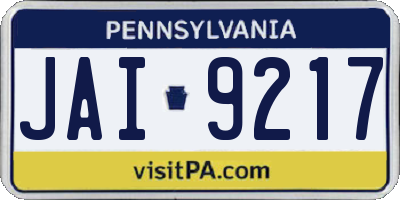 PA license plate JAI9217