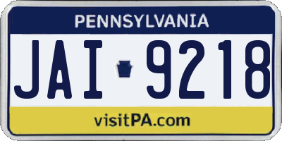 PA license plate JAI9218