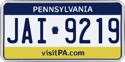 PA license plate JAI9219