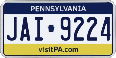 PA license plate JAI9224