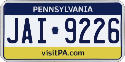 PA license plate JAI9226
