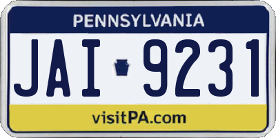 PA license plate JAI9231