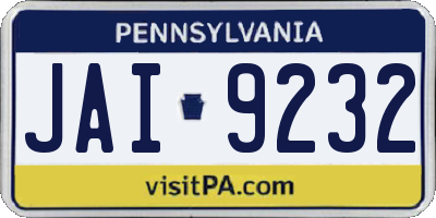 PA license plate JAI9232