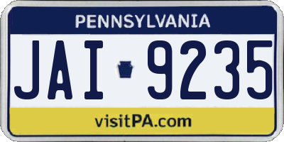 PA license plate JAI9235