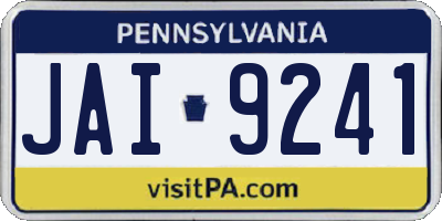 PA license plate JAI9241