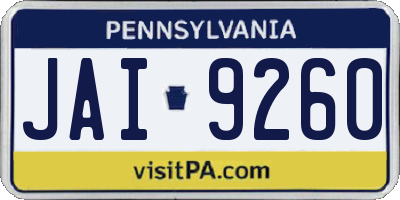 PA license plate JAI9260