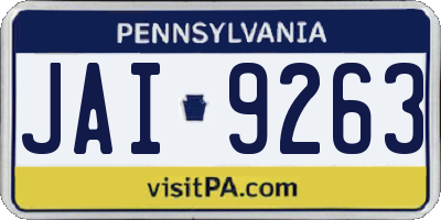 PA license plate JAI9263