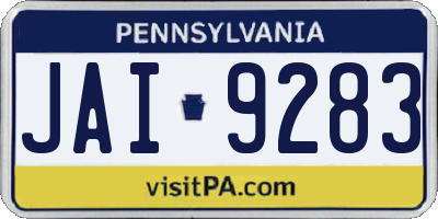 PA license plate JAI9283