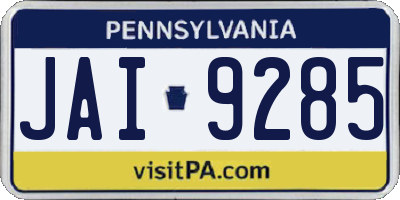 PA license plate JAI9285