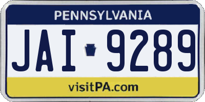 PA license plate JAI9289