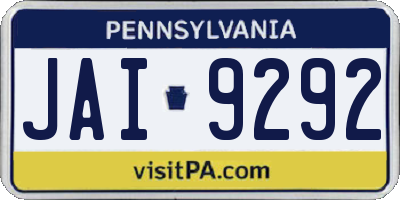 PA license plate JAI9292