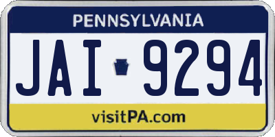 PA license plate JAI9294