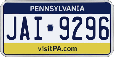 PA license plate JAI9296