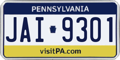 PA license plate JAI9301