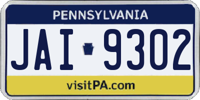 PA license plate JAI9302