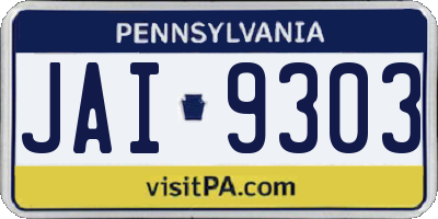 PA license plate JAI9303