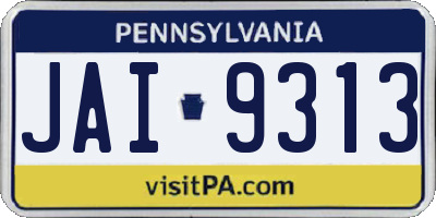 PA license plate JAI9313