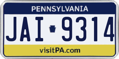 PA license plate JAI9314