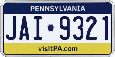 PA license plate JAI9321