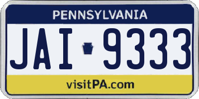 PA license plate JAI9333