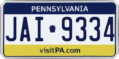 PA license plate JAI9334