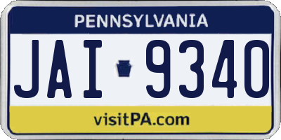 PA license plate JAI9340